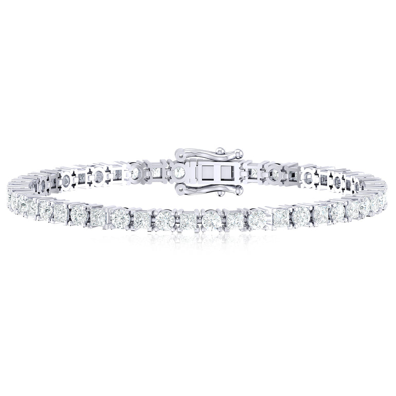 18ct White Gold Princess & Round Cut 6 Carat tw Lab Grown Diamond Tennis Bracelet