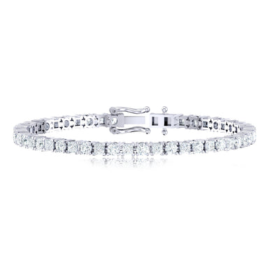 18ct White Gold Princess & Round Cut 10.00 Carat tw Lab Grown Diamond Tennis Bracelet