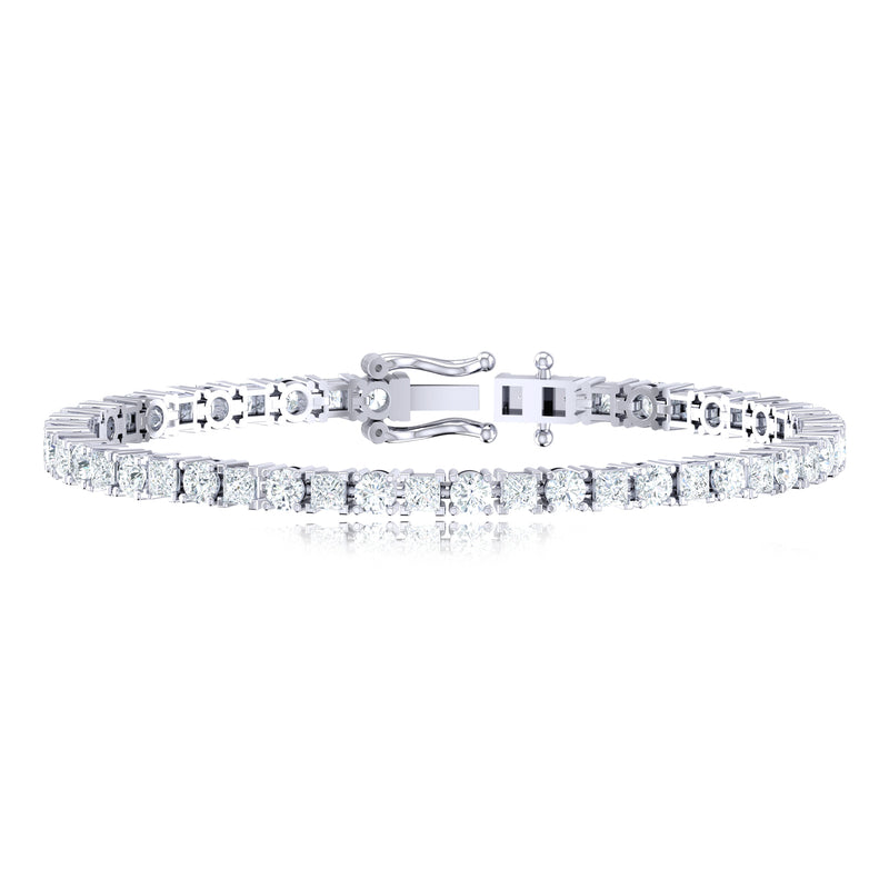 18ct White Gold Princess & Round Cut 10.00 Carat tw Lab Grown Diamond Tennis Bracelet