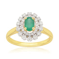 Heirloom 18ct Yellow Gold Oval Cut 6x4mm Emerald 0.20 Carat tw Rhodium Plated Ring