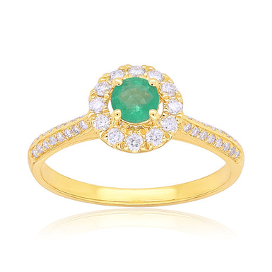 Heirloom 18ct Yellow Gold Round Cut 4mm Emerald 0.25 Carat tw Ring