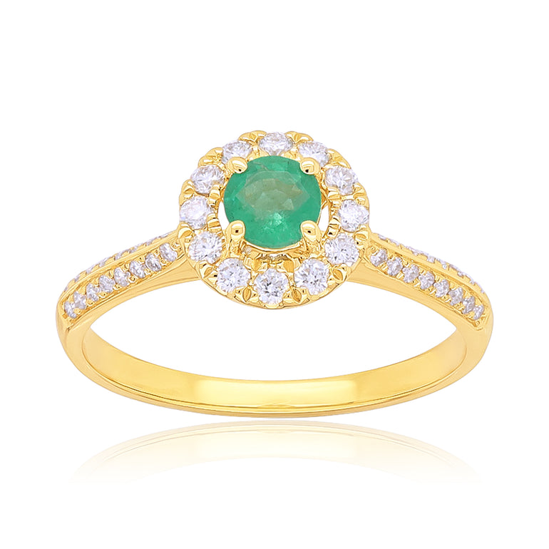 Heirloom 18ct Yellow Gold Round Cut 4mm Emerald 0.25 Carat tw Ring