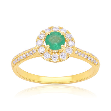 Heirloom 18ct Yellow Gold Round Cut 4mm Emerald 0.25 Carat tw Ring