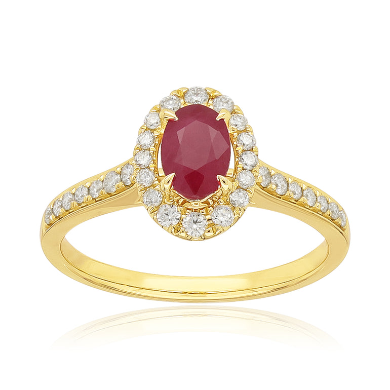 Heirloom 18ct Yellow Gold Oval Cut 6x4mm Ruby 0.25 Carat tw Ring