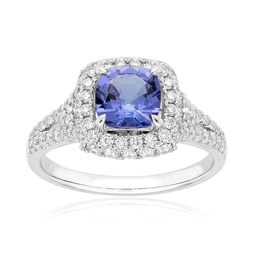 Heirloom 18ct White Gold Cushion Cut 6mm Tanzanite 0.75 Carat tw Ring