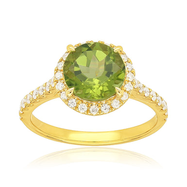 Heirloom 18ct Yellow Gold Round Cut 8mm Peridot 0.35 Carat tw Ring