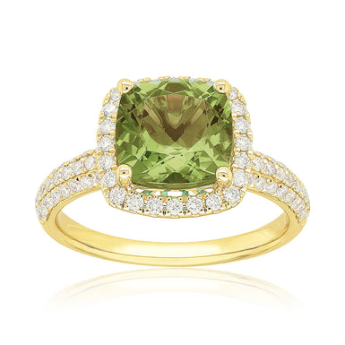 Heirloom 18ct Yellow Gold Cushion Cut 8mm Peridot 0.40 Carat tw Ring