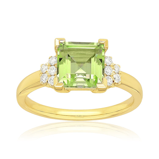 Heirloom 18ct Yellow Gold Square Cut Peridot 0.15 Carat tw Ring