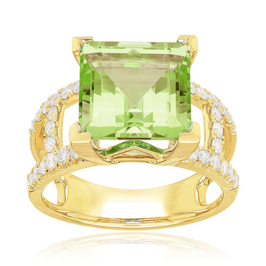 Heirloom 18ct Yellow Gold Square Cut 10mm Peridot 0.40 Carat tw Ring