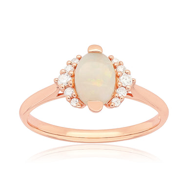 Heirloom 18ct Rose Gold Oval Cut 7x5mm Opal 0.10 Carat tw Ring