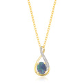 Heirloom 18ct Yellow Gold Oval Cut 9x7mm Black Opal 0.05 Carat tw Rhodium Plated Pendant