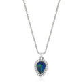 Heirloom 18ct White Gold Pear Cut 11x7mm Black Opal 0.24 Carat tw Pendant