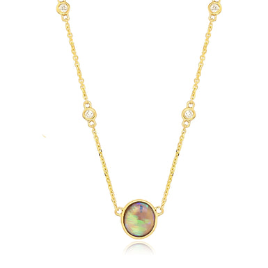Heirloom 18ct Yellow Gold Round Cut 5mm Black Opal 0.06 Carat tw 45cm Necklace