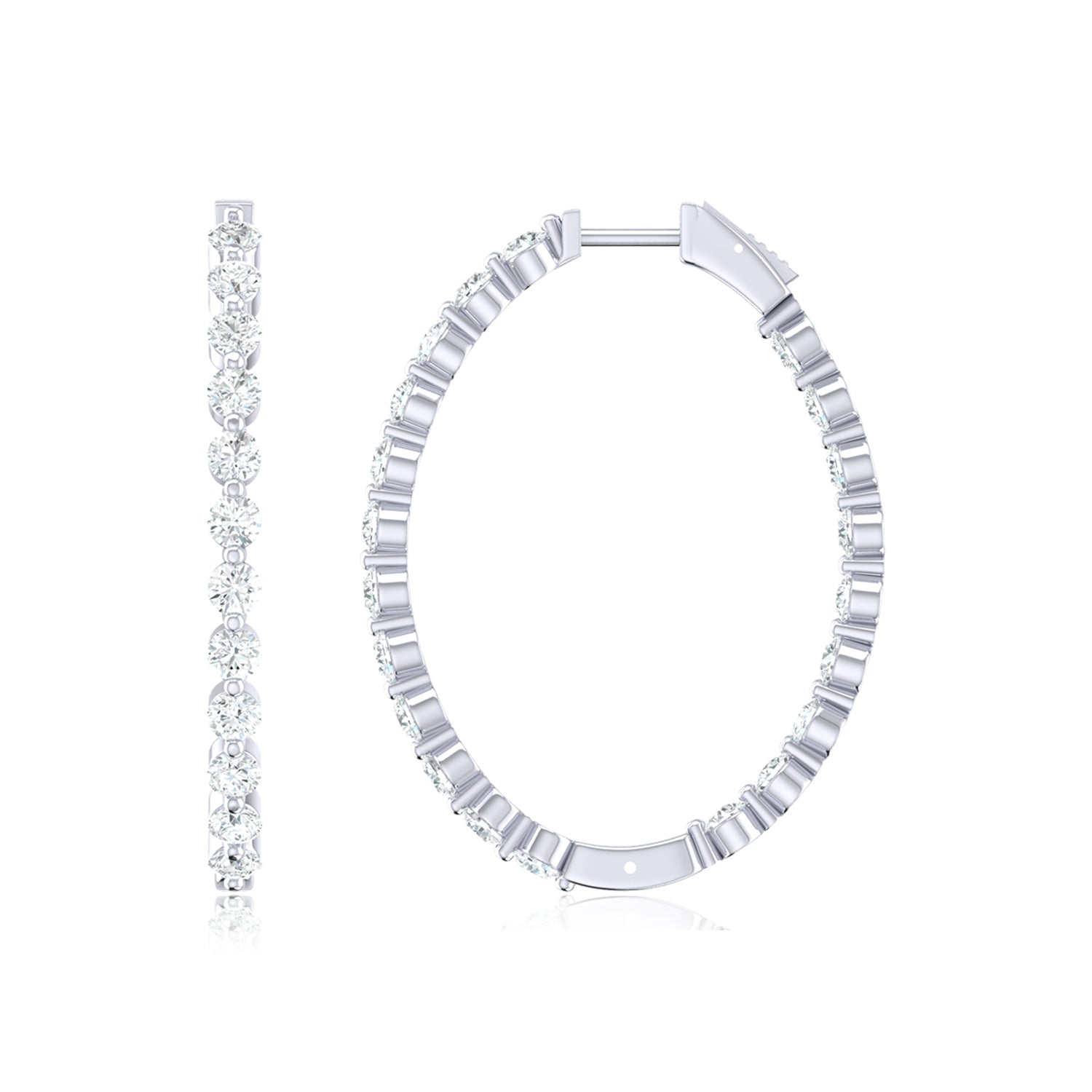18ct White Gold Round Cut 4 Carat tw Lab Grown Diamond Earrings