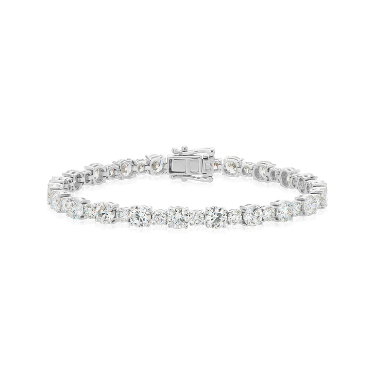 9ct White Gold Round Cut 12ctw Lab Grown Diamond Limited Edition Tennis Bracelet
