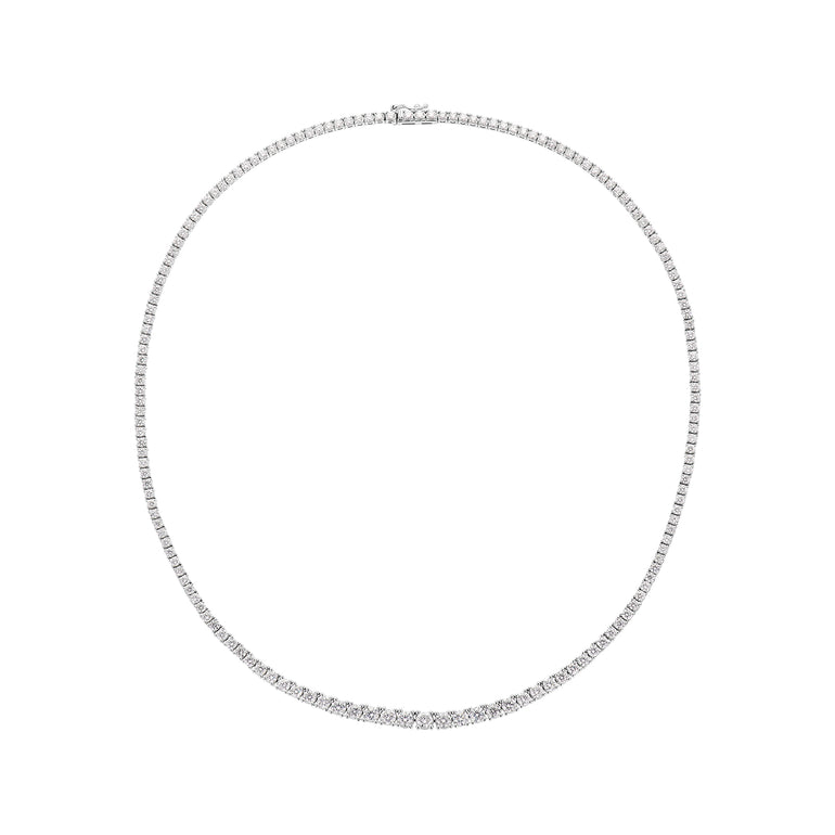 10ct White Gold Round Cut 30ctw Lab Grown Diamond Tennis Necklace