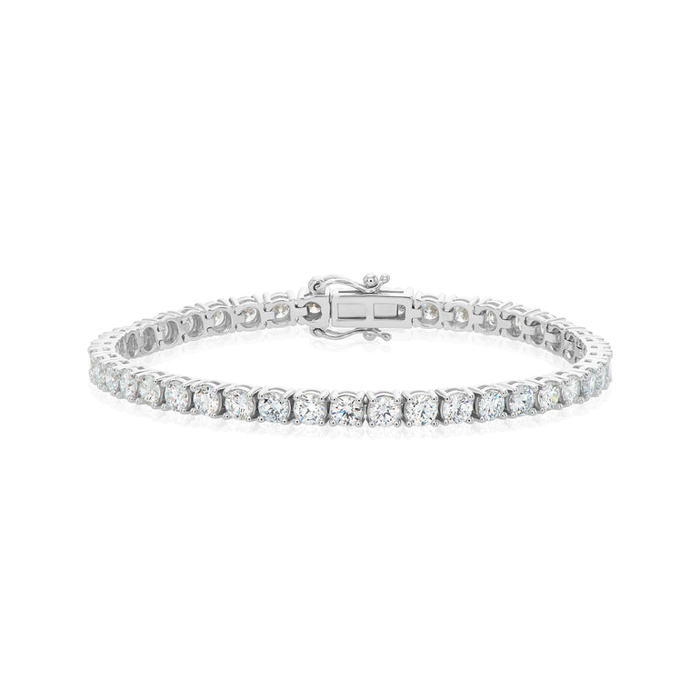 10ct White Gold Round Cut 8ctw Lab Grown Diamond Tennis Bracelet