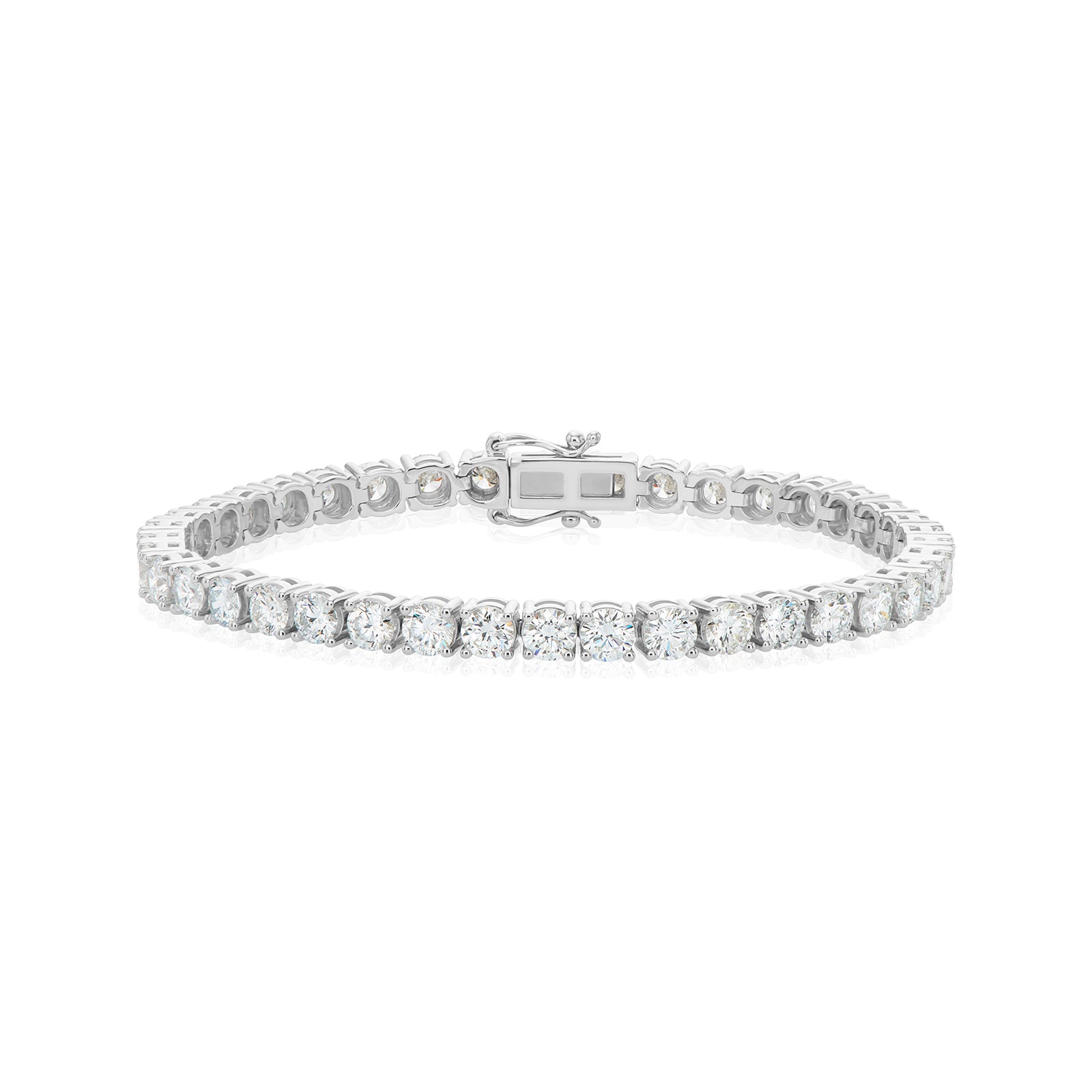 9ct White Gold Round Cut 10.00ctw Lab Grown Diamond Tennis Bracelet