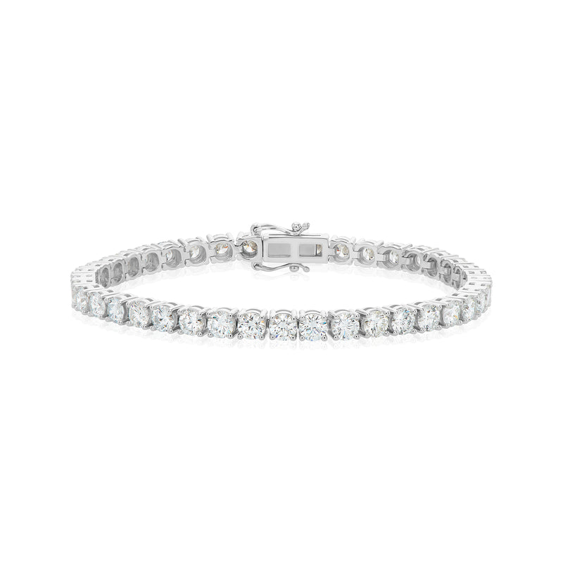 9ct White Gold Round Cut 10.00ctw Lab Grown Diamond Tennis Bracelet
