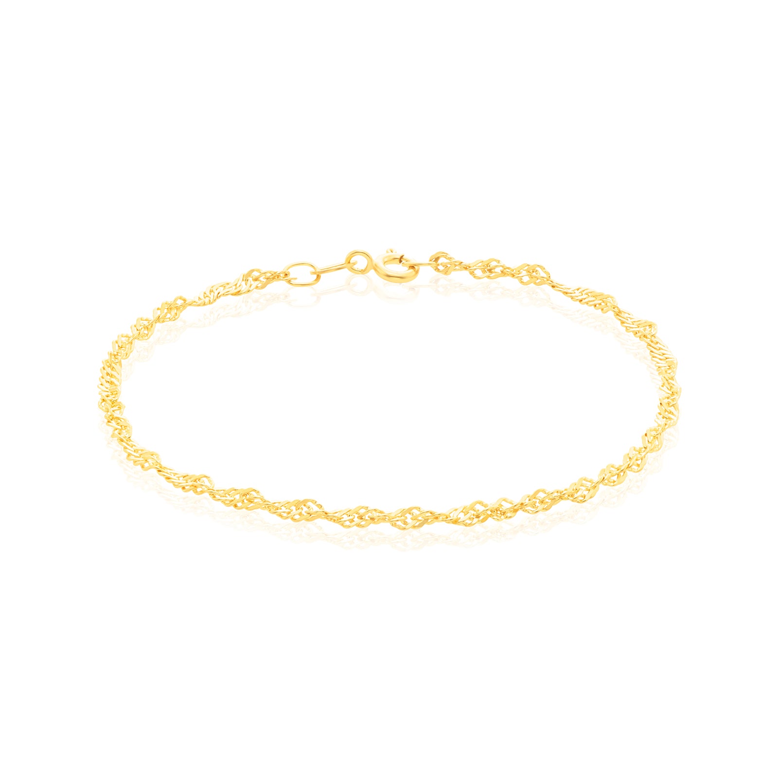 9ct Yellow Gold 19cm 40 Gauge Singapore Bracelet