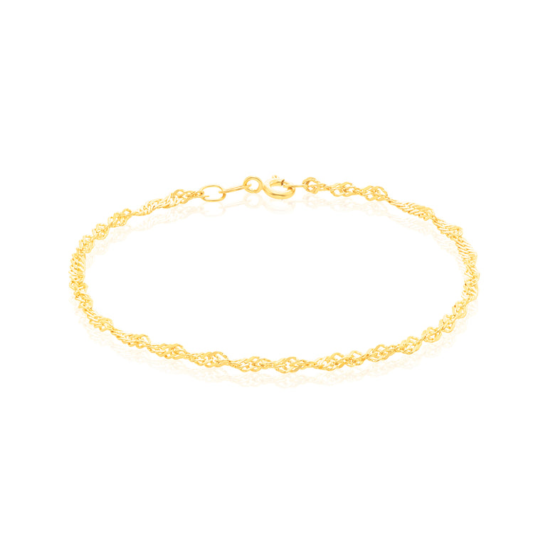 9ct Yellow Gold 19cm 40 Gauge Singapore Bracelet