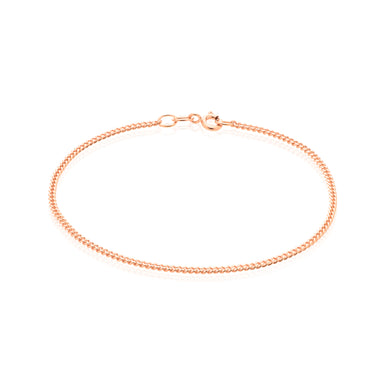 9ct Rose Gold 19cm Curb 50 Gauge Diacut Bracelet