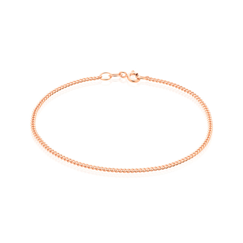 9ct Rose Gold 19cm Curb 50 Gauge Diacut Bracelet