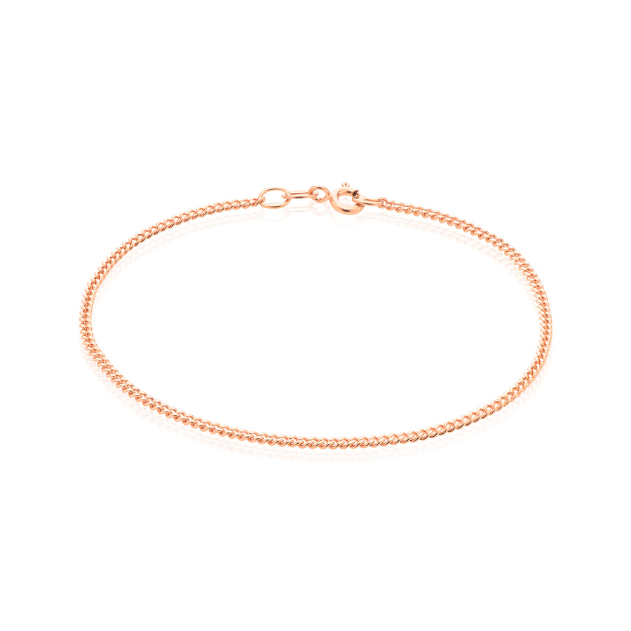 9ct Rose Gold 19cm Curb 50 Gauge Diacut Bracelet