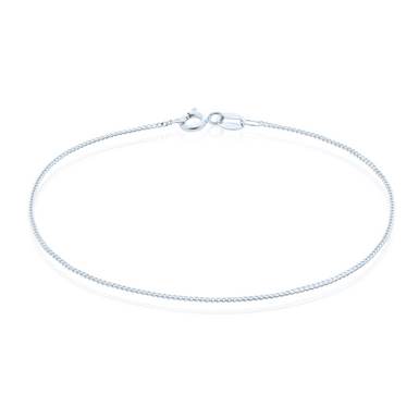 9ct White Gold 19cm Curb 30 Gauge Diacut Bracelet