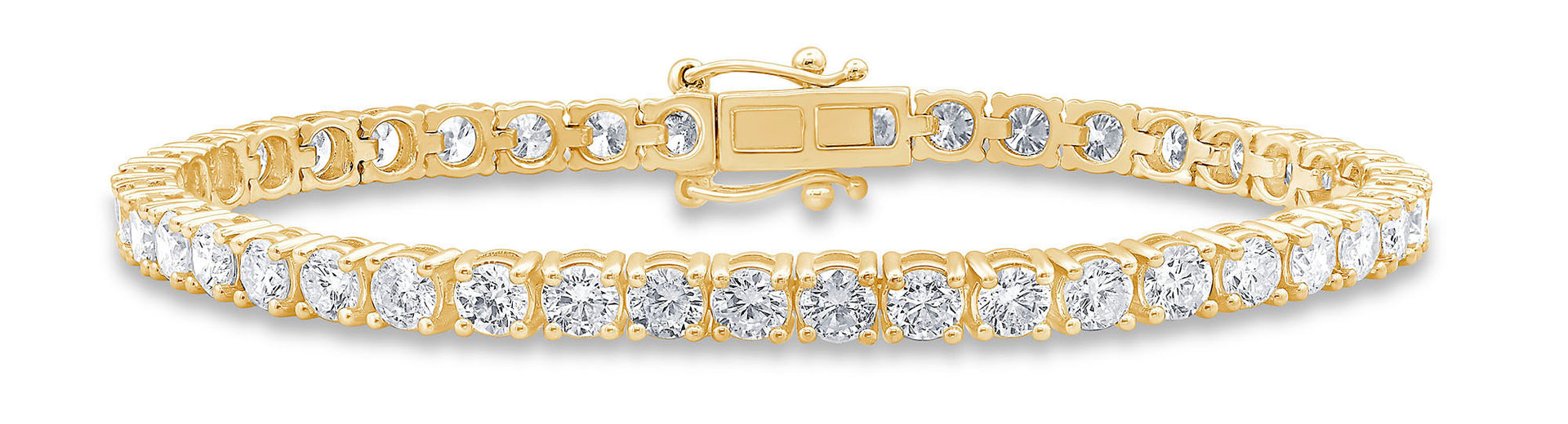 10ct Yellow Gold Round Cut 8 Carat tw Lab Grown Diamond Tennis Bracelet