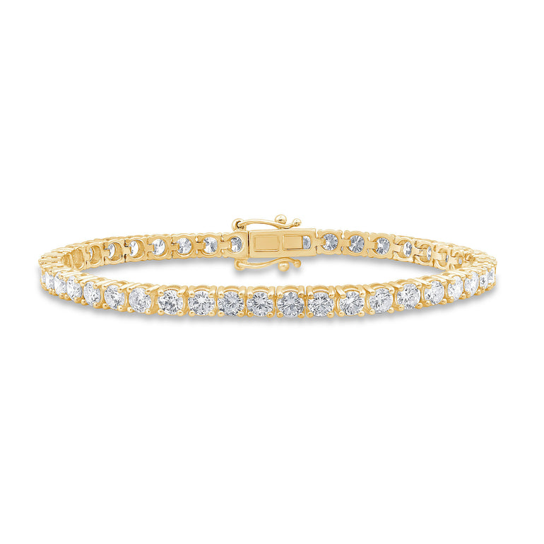 9ct Yellow Gold Round Cut 8.00ctw Lab Grown Diamond Tennis Bracelet