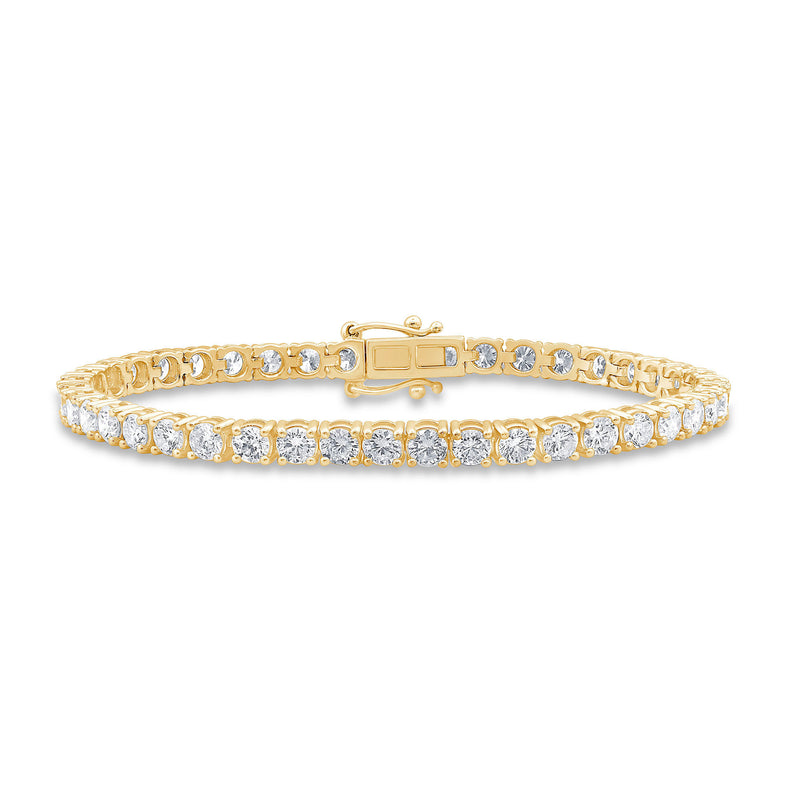 9ct Yellow Gold Round Cut 8.00ctw Lab Grown Diamond Tennis Bracelet