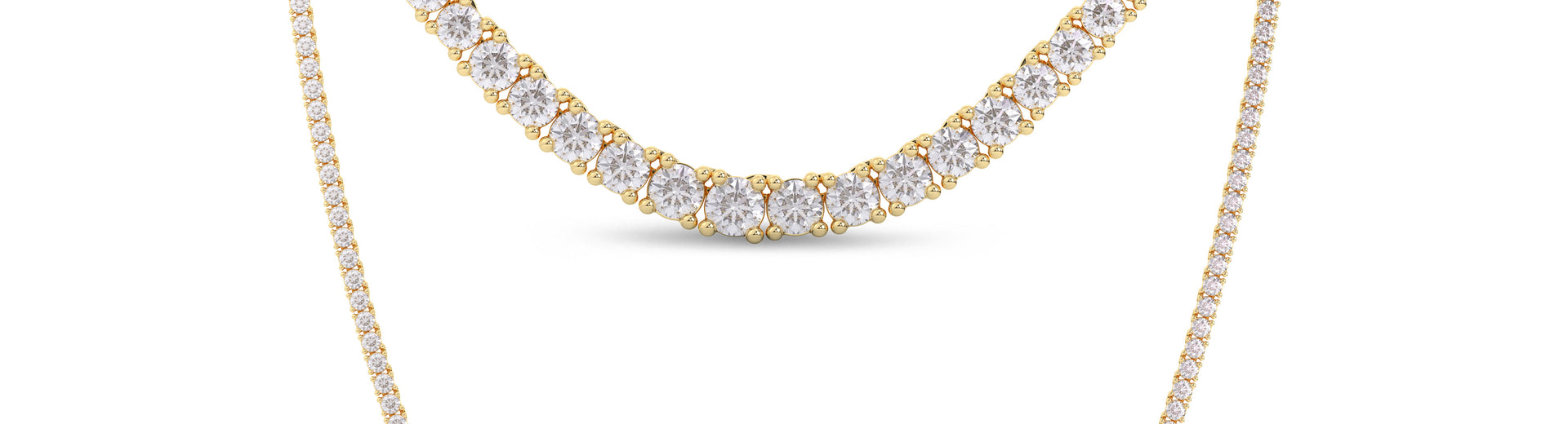 10ct Yellow Gold Round Cut 10 Carat tw Lab Grown Diamond Tennis Necklace