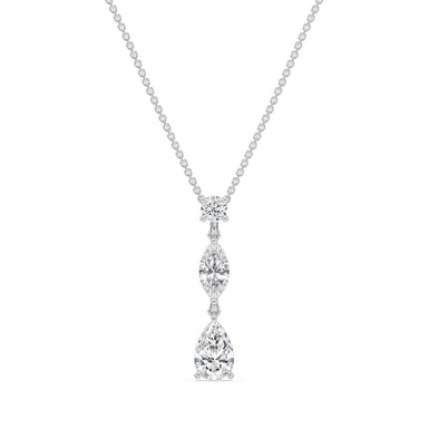 18ct White Gold Pear, Marquise, & Round Cut 2.25 Carat tw Certified Lab Grown Diamond Pendant