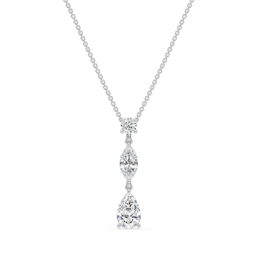 18ct White Gold Pear, Marquise, & Round Cut 2.25 Carat tw Certified Lab Grown Diamond Pendant