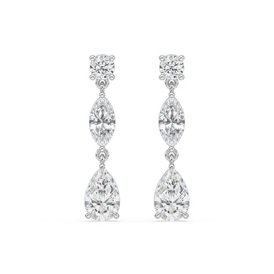 18ct White Gold Pear, Marquise, & Round Cut 2.60 Carat tw IGI Certified Lab Grown Diamond Earrings