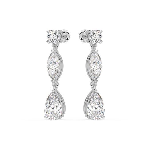 18ct White Gold Pear, Marquise, & Round Cut 2.60 Carat tw IGI Certified Lab Grown Diamond Earrings