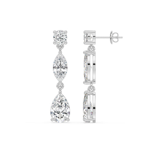 18ct White Gold Pear, Marquise, & Round Cut 2.60 Carat tw IGI Certified Lab Grown Diamond Earrings