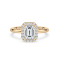 Halo 18ct Yellow Gold Emerald and Round Cut 1.7 Carat tw GIA Certified Lab Grown Diamond Ring