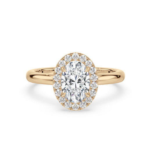 Halo 18ct Yellow Gold Oval & Round Cut 1.7 Carat tw GIA Certified Lab Grown Diamond Ring