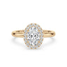 Halo 18ct Yellow Gold Oval & Round Cut 1.7 Carat tw GIA Certified Lab Grown Diamond Ring