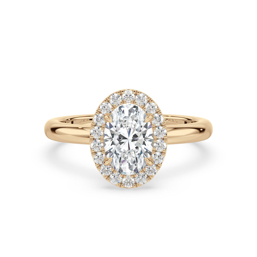 Halo 18ct Yellow Gold Oval & Round Cut 1.7 Carat tw GIA Certified Lab Grown Diamond Ring