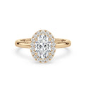 Halo 18ct Yellow Gold Oval & Round Cut 1.7 Carat tw GIA Certified Lab Grown Diamond Ring