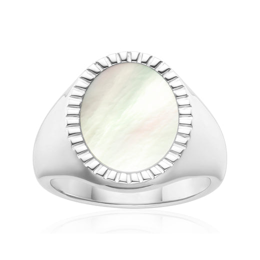 Perla by Autore Sterling Silver Round Cut Mother of Pearl Ring