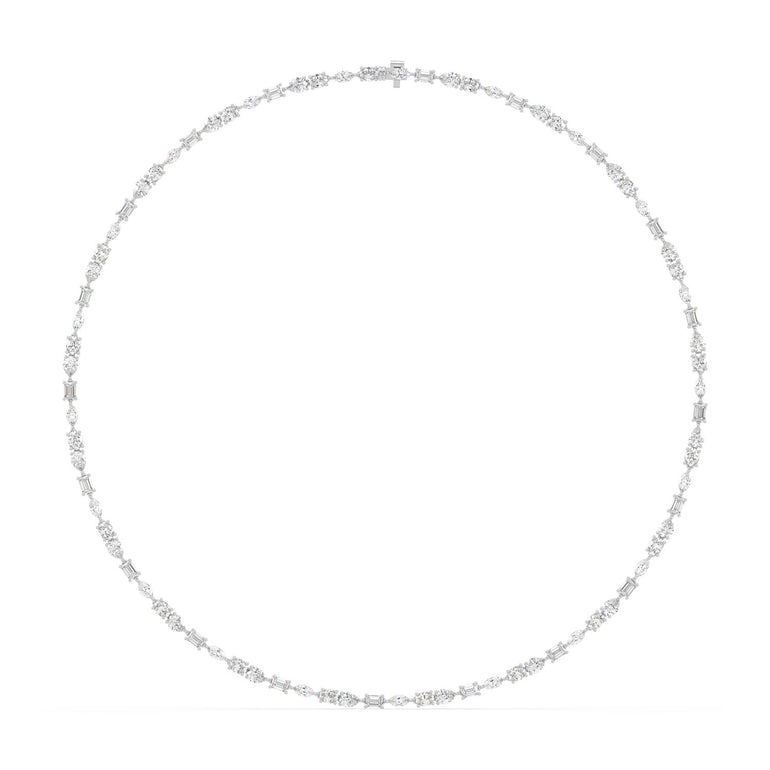 18ct White Gold Marquise, Oval, Pear, & Emerald Cut 15 Carat tw Lab Grown Diamond Necklace