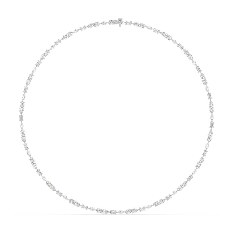 18ct White Gold Marquise, Oval, Pear, & Emerald Cut 15 Carat tw Lab Grown Diamond Necklace