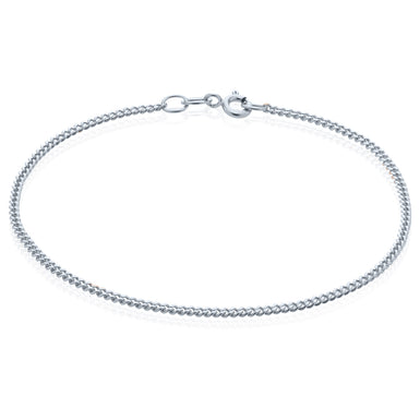 9ct White Gold 19cm Curb 50 Gauge Diacut Bracelet