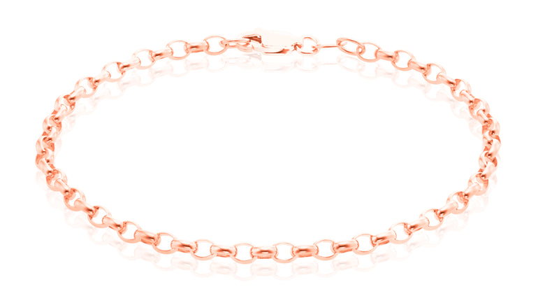 9ct Rose Gold 19cm Oval Belcher Bracelet