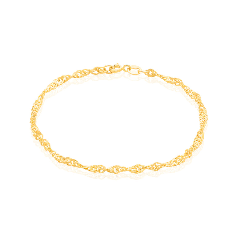 9ct Yellow Gold 19cm 50 Gauge Singapore Bracelet