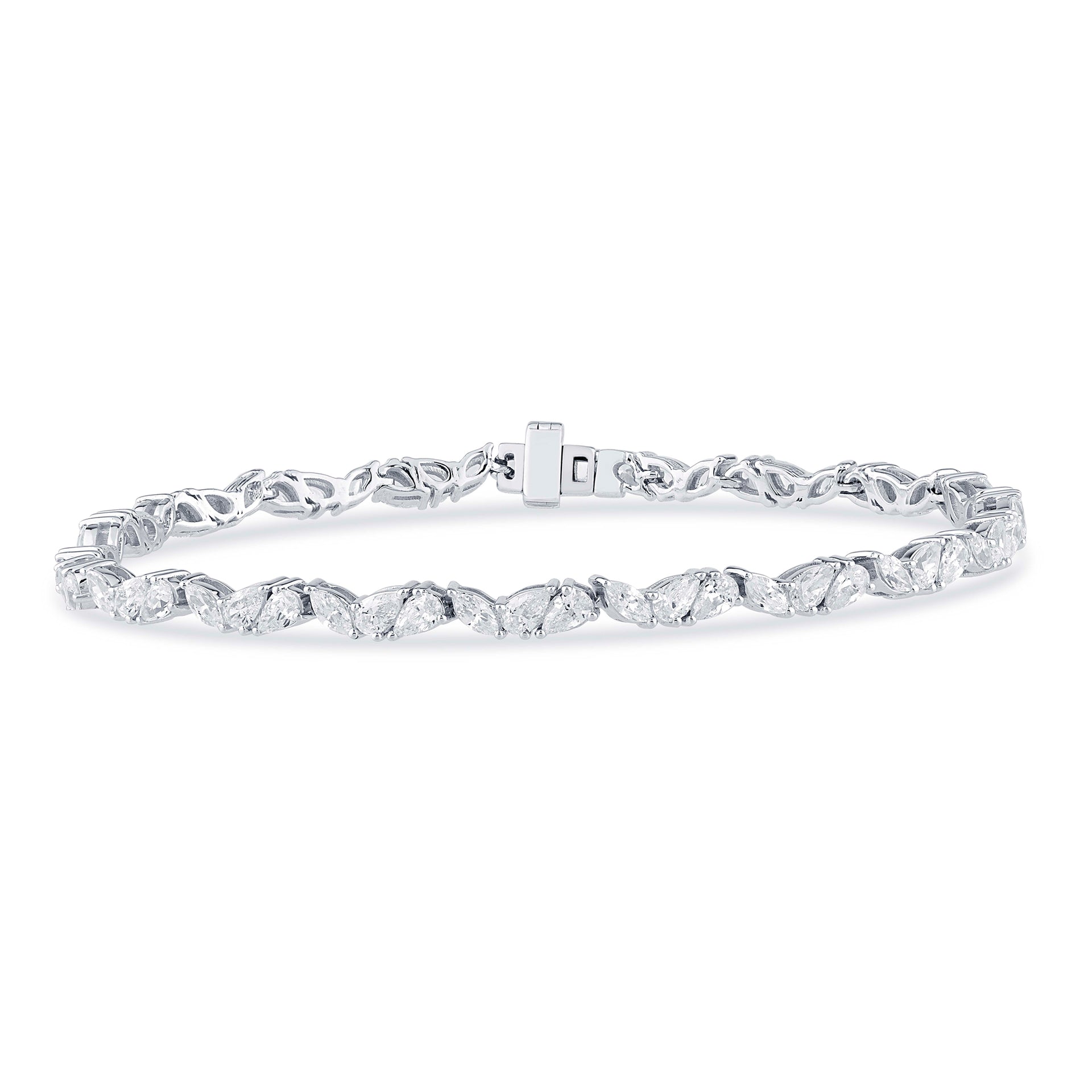 Heirloom 18ct White Gold Marquise and Pear Cut 4.40ctw Diamond Bracelet